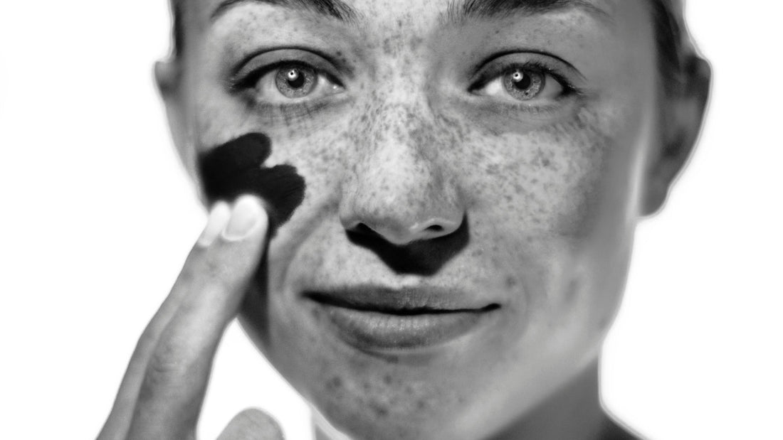 THE SHIELD+ SPF 30 sunscreen applied as the final step of a skincare routine