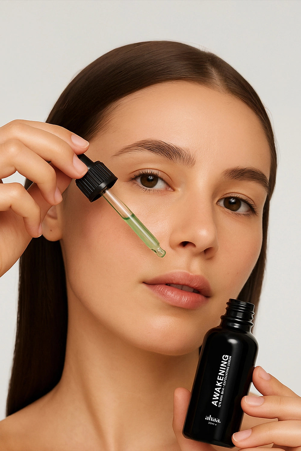 Lightweight AHA BHA serum texture on skin